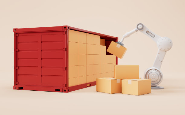 机械臂和纸箱，3d渲染。图片下载