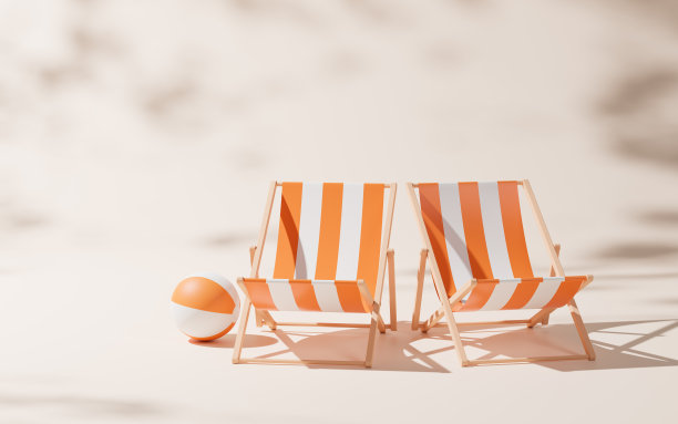 卡通风格沙滩椅，3d渲染。图片下载