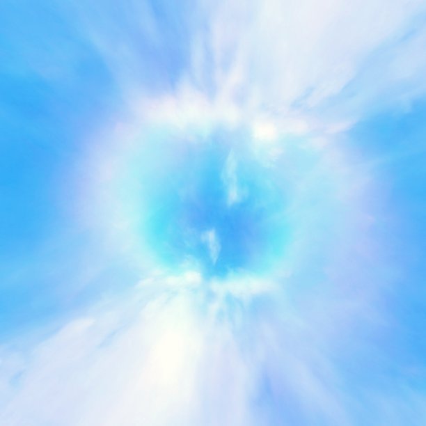 云和彩虹圈的三维插图在蓝天在自然环境的概念图片下载