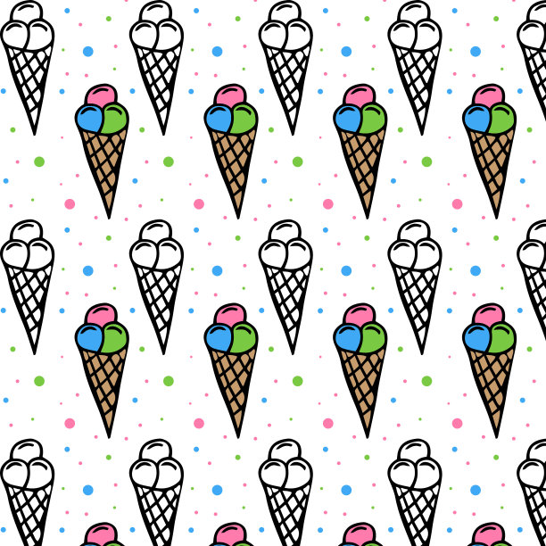 冰淇淋无缝彩色图案图片下载
