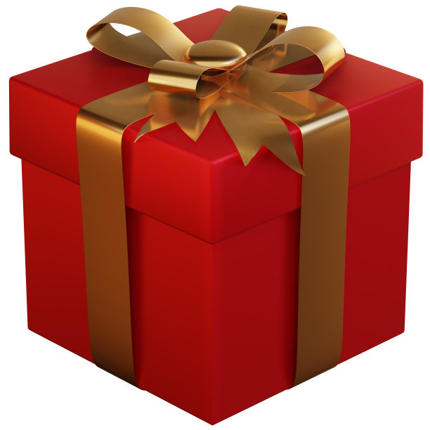 红色礼盒配金丝带。隔离在白色背景与剪辑路径。特殊的日子和礼物概念图片下载
