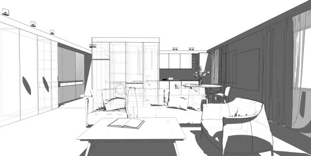 现代室内设计。公寓的草图。图片下载