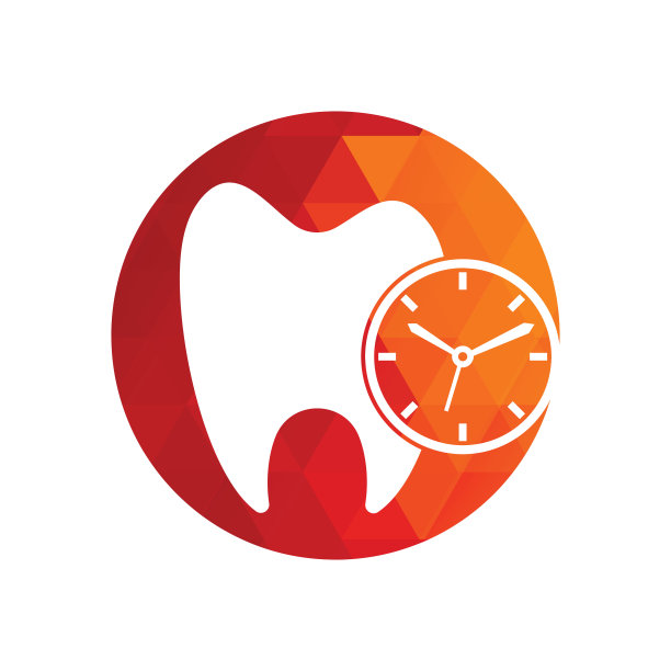 牙科时间矢量标志设计模板。图片下载