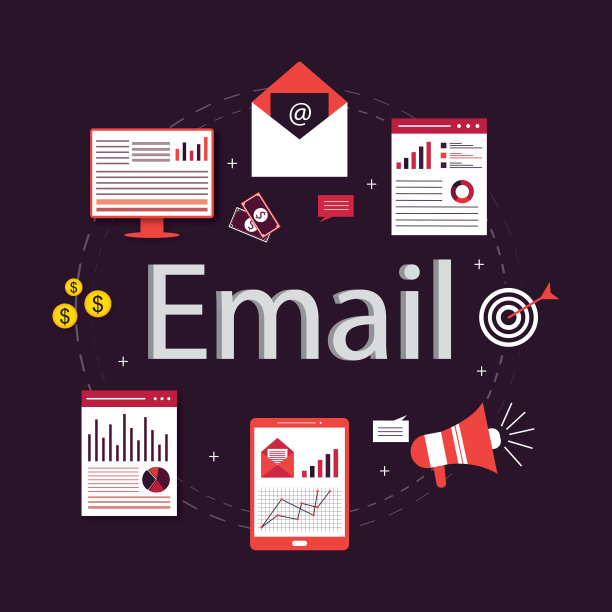 电子邮件营销相关矢量插图。扁平化现代设计图片下载