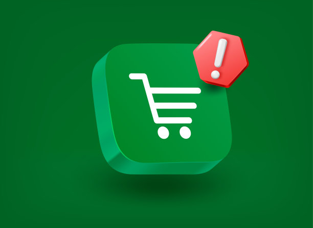 按钮与手推车图标。三维矢量插图图片下载