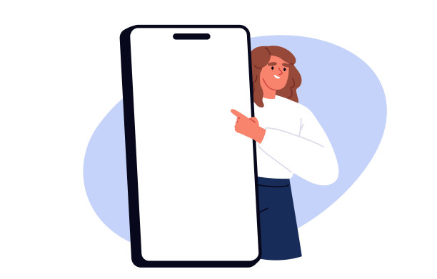 连接的概念。男人和女人都用电话。快乐的人拿着手机做广告。Vector宣传智能手机插图图片下载