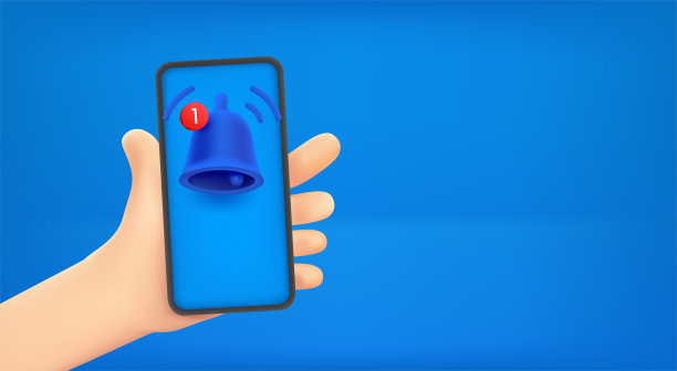 男子手持智能手机，新消息通知。带有复制空间的矢量横幅图片下载