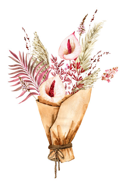 波西米亚花卉插图图片下载