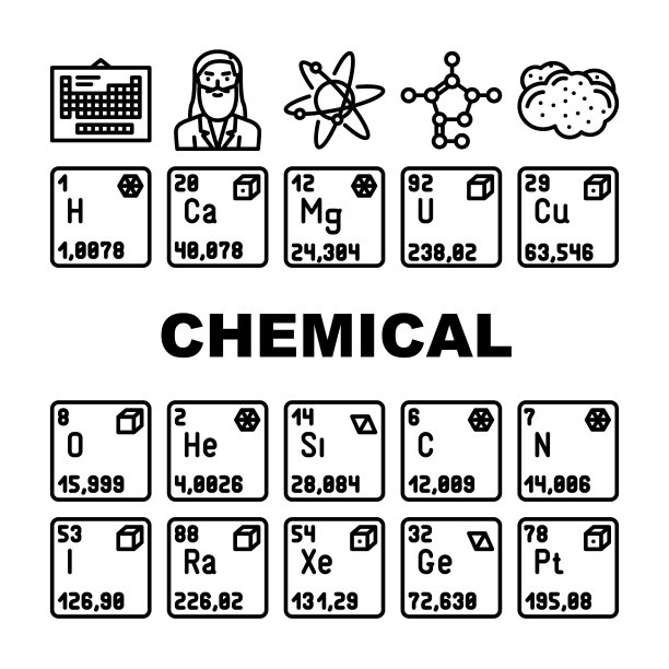 化学科学化学图标设置矢量图片下载