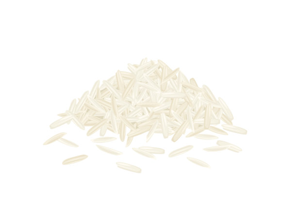 白色背景上孤立的长香米堆。矢量卡通食物插图。图片下载