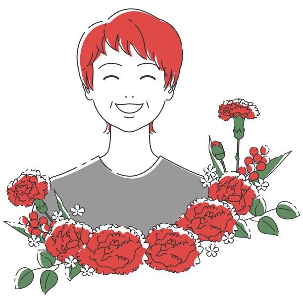 康乃馨花和短发妈妈图片下载