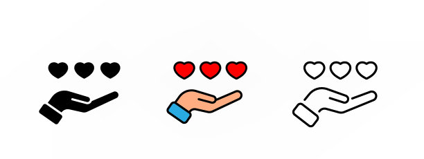 手握心形简单线条插图，概念图标图片下载