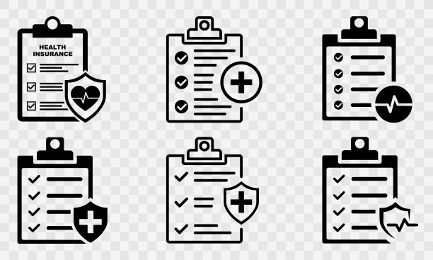 医疗保险矢量图标集。透明背景上的医疗诊断图标。图片下载