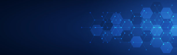 抽象几何背景与六边形图案。六角形设计元素的横幅或网站标题模板图片下载