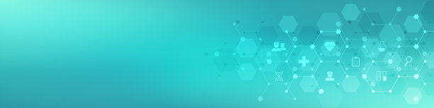 带有平面图标和符号的医学背景。为医疗保健业务、创新医药、健康安全、科学设计理念模板。图片下载