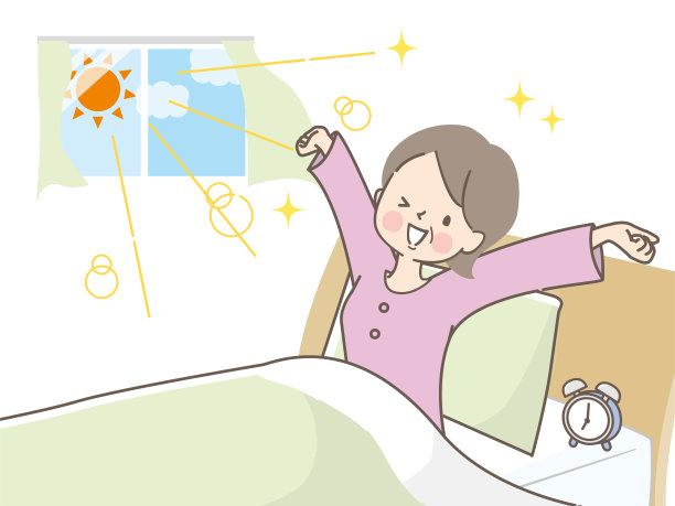 中间的女人早上醒来精神焕发，做了些伸展运动图片下载