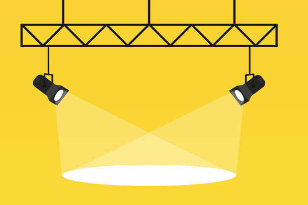 黄色背景上的聚光灯。矢量图图片下载