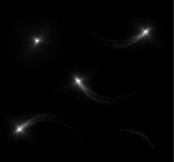 一颗彗星或一颗星星在黑暗的空间中自由盘旋的神奇的闪烁。卷曲线条光效神秘。图片下载