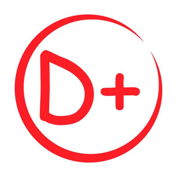 成绩D +。手绘图标红色。考试成绩报告矢量插图图片下载