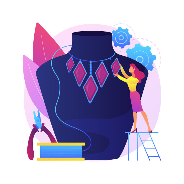 手工珠宝抽象概念矢量插图。图片下载