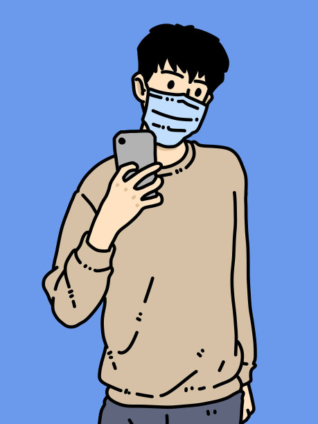 蓝色背景上的可爱男人卡通图片下载