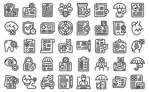 保险卡图标轮廓矢量图：健康保险图片下载