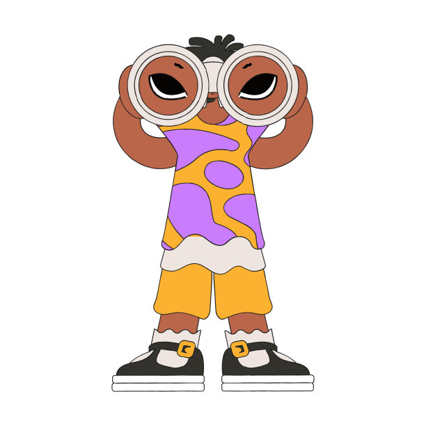 年轻人用双筒望远镜。适合做招聘广告和传单。图片下载