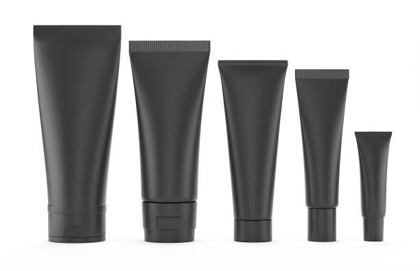 白色背景上的黑色化妆品管图片下载