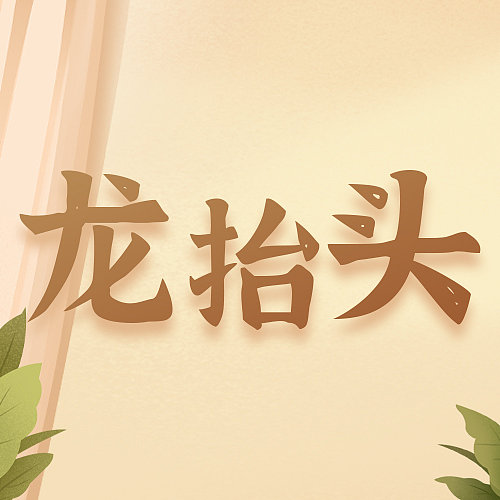 黄色插画风龙抬头公众号封面图片下载