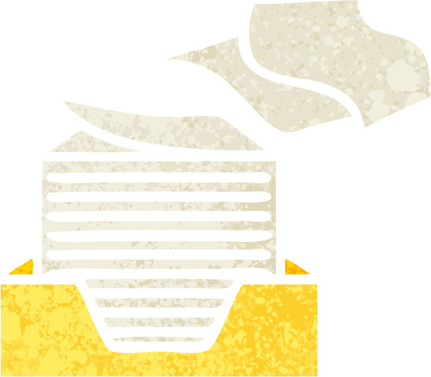 复古插画风格的漫画一叠纸图片下载