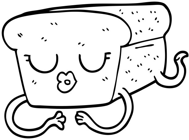 线条画卡通面包图片下载