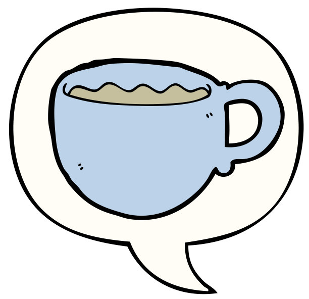 带有语音泡泡的卡通咖啡杯图片下载