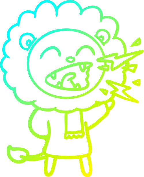 冷梯度线绘制的卡通咆哮的狮子图片下载