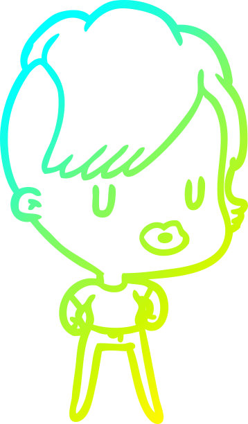 冷梯度线画一个女孩朋克潮人的发型图片下载