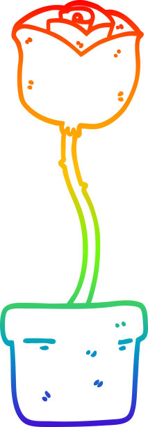 彩虹渐变线绘制的卡通花图片下载