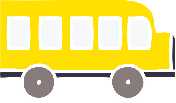 平面彩色复古卡通校车图片下载