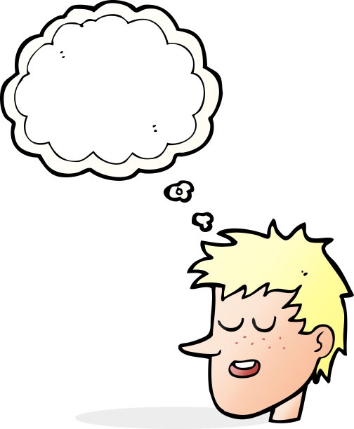 卡通快乐男孩的脸与思想泡泡图片下载