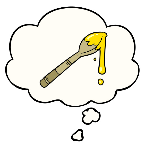 卡通一勺蜂蜜与思想泡泡图片下载