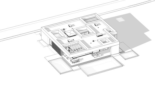 现代风格的黑色线条在白色背景上的新混凝土房子的3d渲染图片下载