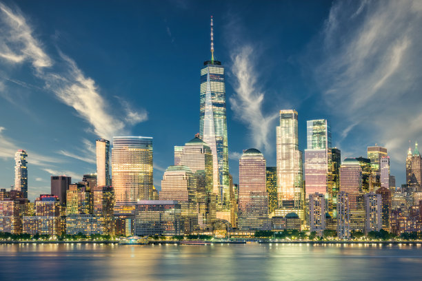 天际线美国纽约曼哈顿夜暮图片下载