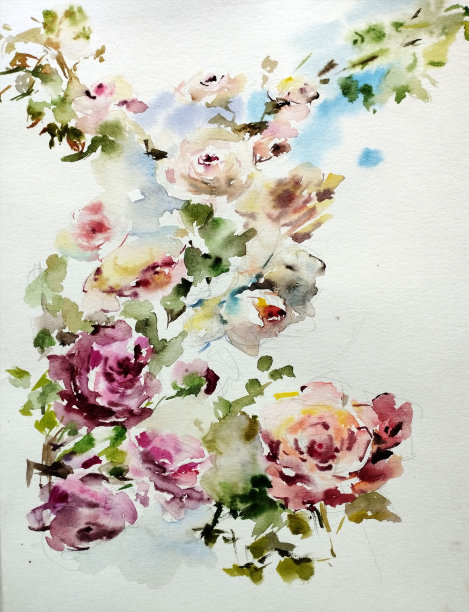 抽象的亮色装饰背景。手工花卉图案。美丽温柔浪漫的一束春花图片下载