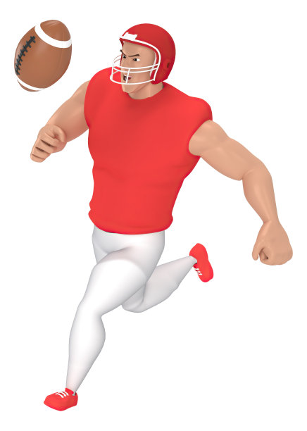 等长运动人物美国橄榄球运动员。足球运动员的3d渲染。图片下载