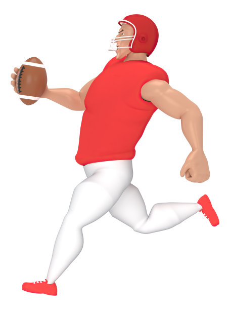 等长运动人物美国橄榄球运动员。足球运动员的3d渲染。图片下载
