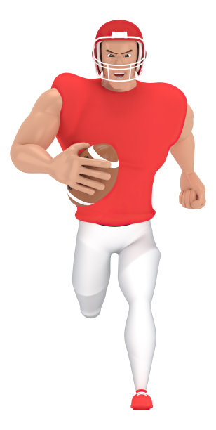 等长运动人物美国橄榄球运动员。足球运动员的3d渲染。图片下载