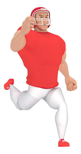 等长运动人物美国橄榄球运动员。足球运动员的3d渲染。图片下载