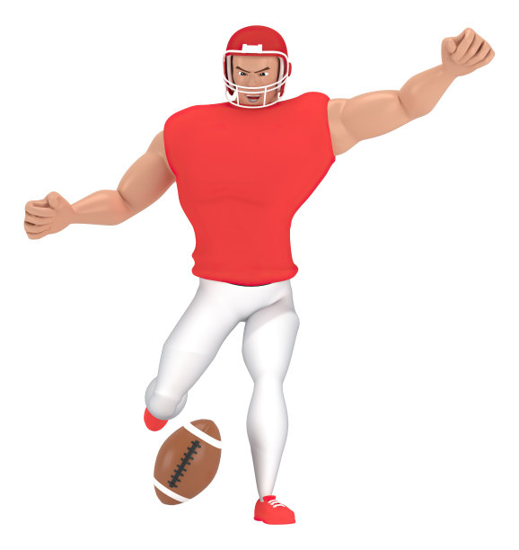 等长运动人物美国橄榄球运动员。足球运动员的3d渲染。图片下载