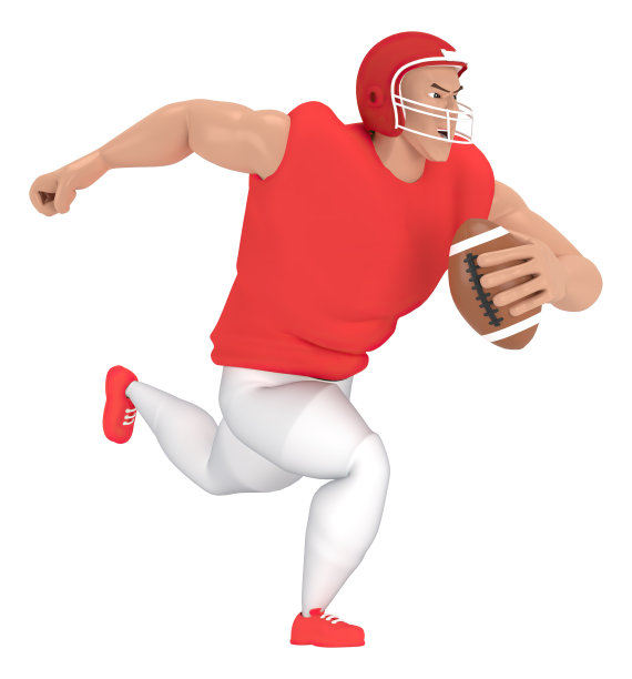 等长运动人物美国橄榄球运动员。足球运动员的3d渲染。图片下载