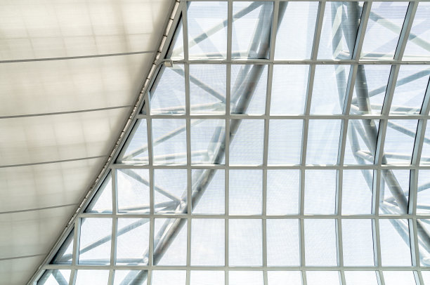 钢结构大厅穹顶与线框架背景图片下载