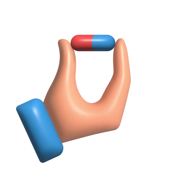 胶囊在手中的3d图标。矢量插图卡通设计。图片下载