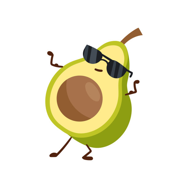 可爱的卡通情感鳄梨人物贴纸在白色背景图片下载